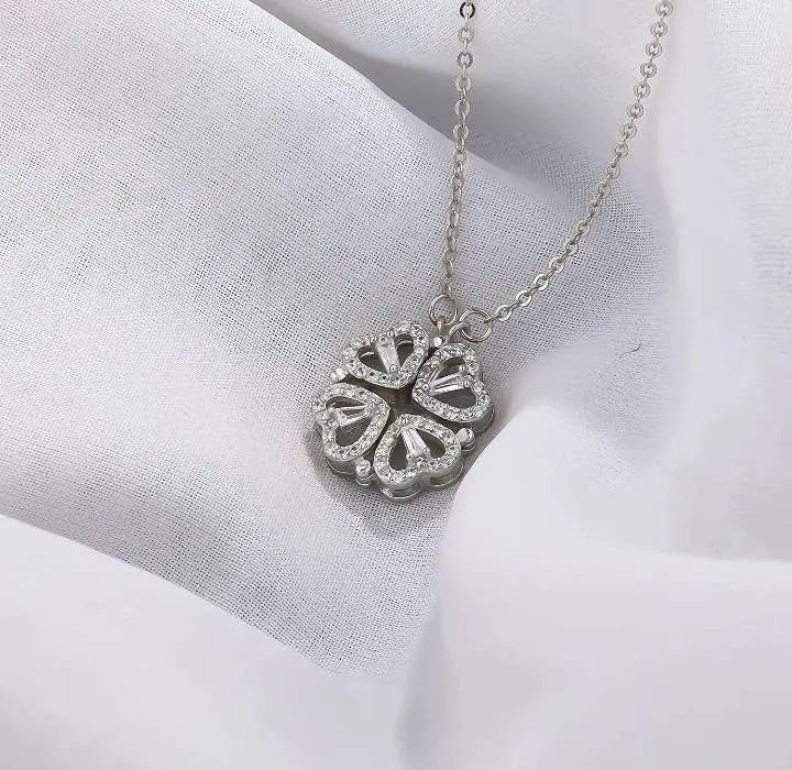 Necklaces for Girls, Heart Magnetic Necklace for Women, Cute Four Leaf Clover Necklace Dainty 18k Gold Necklace for Teen Girls Christmas JettsJewelers
