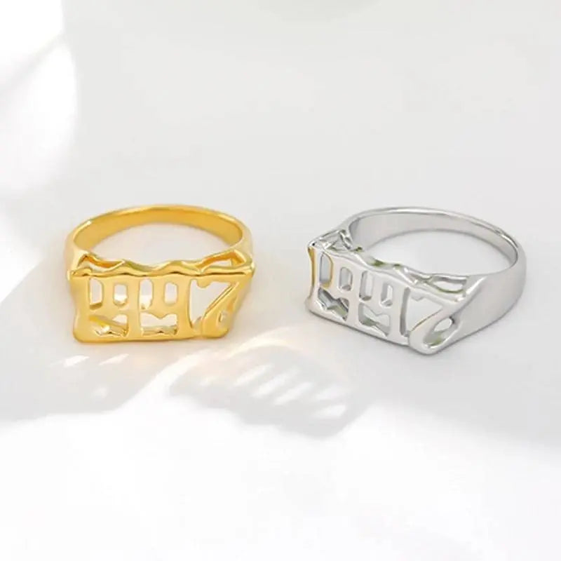 Number Ring Personalized Birth Year Date Initial Ring Birthday Rings for Women Girls Boys Gifts on Special Day 1990-2000 - JettsJewelers