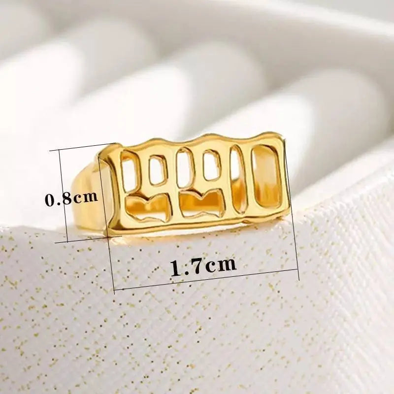 Number Ring Personalized Birth Year Date Initial Ring Birthday Rings for Women Girls Boys Gifts on Special Day 1990-2000 - JettsJewelers