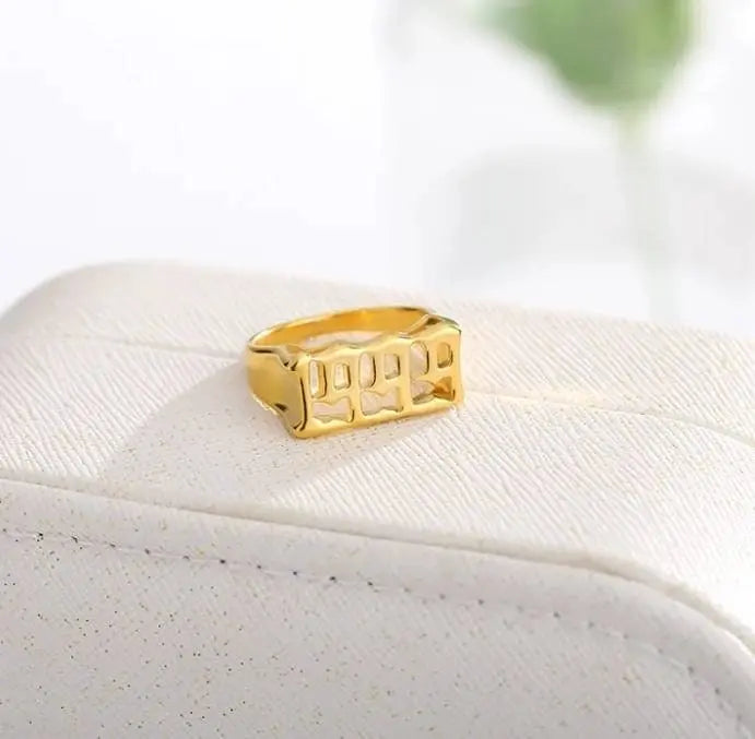 Number Ring Personalized Birth Year Date Initial Ring Birthday Rings for Women Girls Boys Gifts on Special Day 1990-2000 - JettsJewelers