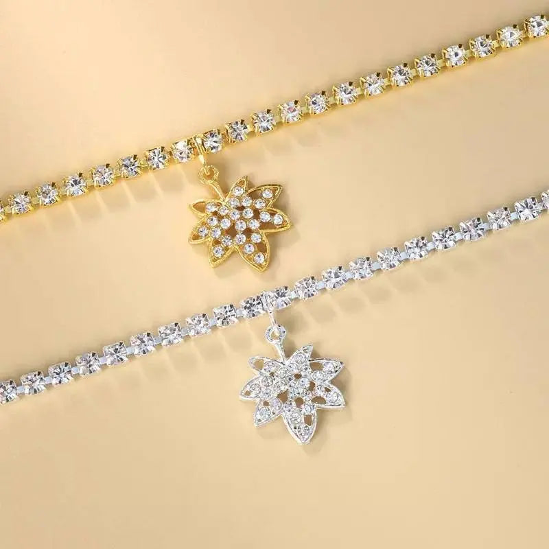 Palm Tree Rhinestones Anklet Foot Jewelry for Women Beach Barefoot Chain Bracelet On the Leg Accessories Gift - JettsJewelers