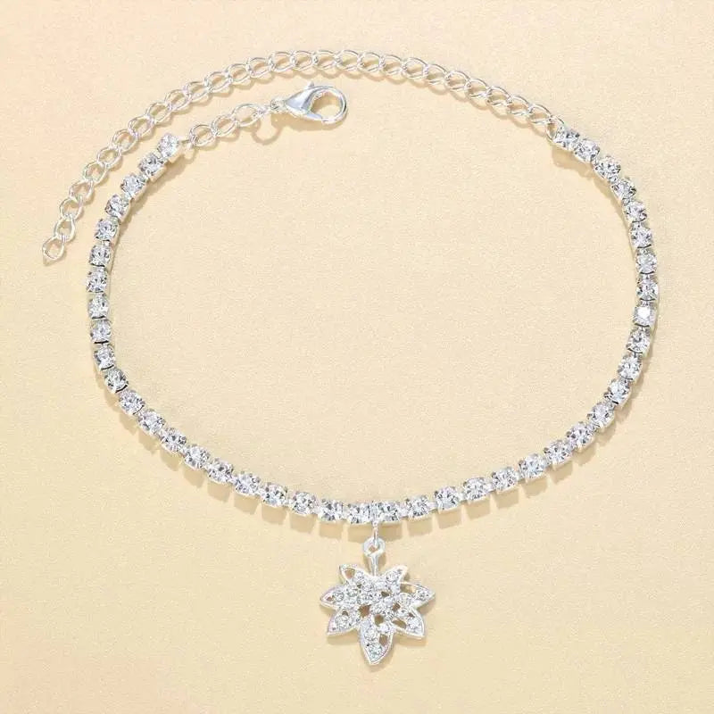 Palm Tree Rhinestones Anklet Foot Jewelry for Women Beach Barefoot Chain Bracelet On the Leg Accessories Gift - JettsJewelers