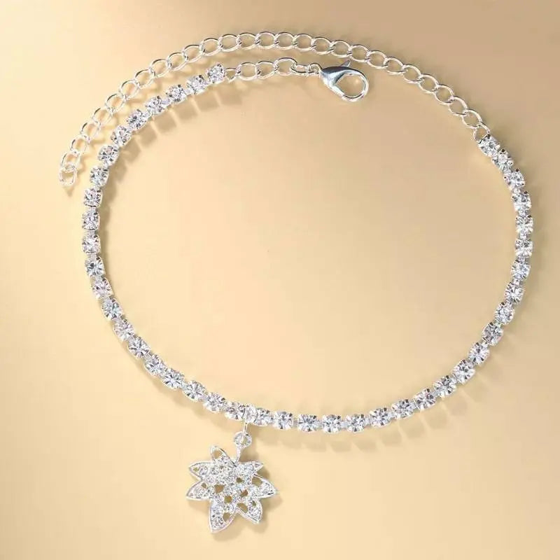 Palm Tree Rhinestones Anklet Foot Jewelry for Women Beach Barefoot Chain Bracelet On the Leg Accessories Gift - JettsJewelers