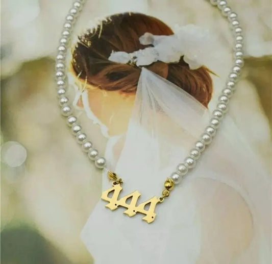 Pearl Angel Number Necklace 111 222 333 444 555 666 777 888 999 Necklace Silver Old English Gold Number Necklace Stainless Steel Numerology JettsJewelers