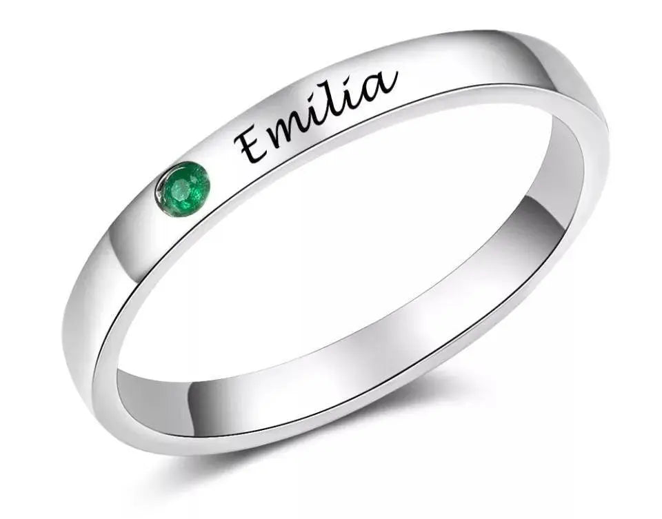 Personalized Custom Engraved Name Initial Rings with Simulated Birthstones Customized Best Friend Rings for Women Girls JettsJewelers