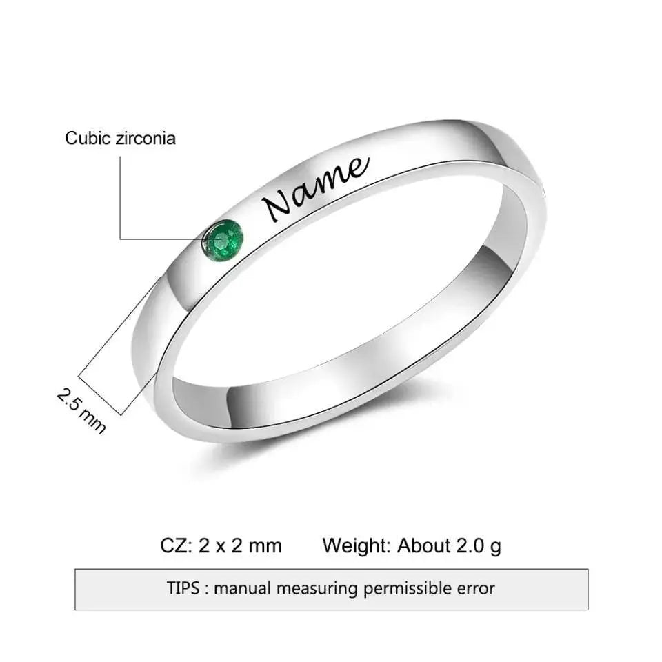 Personalized Custom Engraved Name Initial Rings with Simulated Birthstones Customized Best Friend Rings for Women Girls JettsJewelers