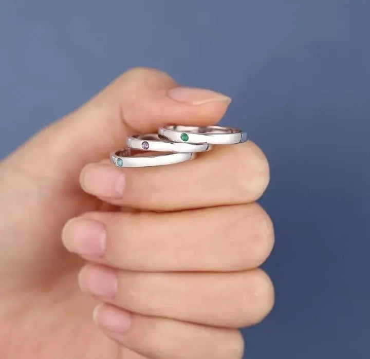 Personalized Custom Engraved Name Initial Rings with Simulated Birthstones Customized Best Friend Rings for Women Girls JettsJewelers