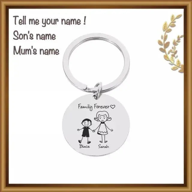 Personalized Family Keychain for Men Women with 1-4 Children Pets Charms, Name Stainless Steel for Family Special Day Gifts Engrave - JettsJewelers