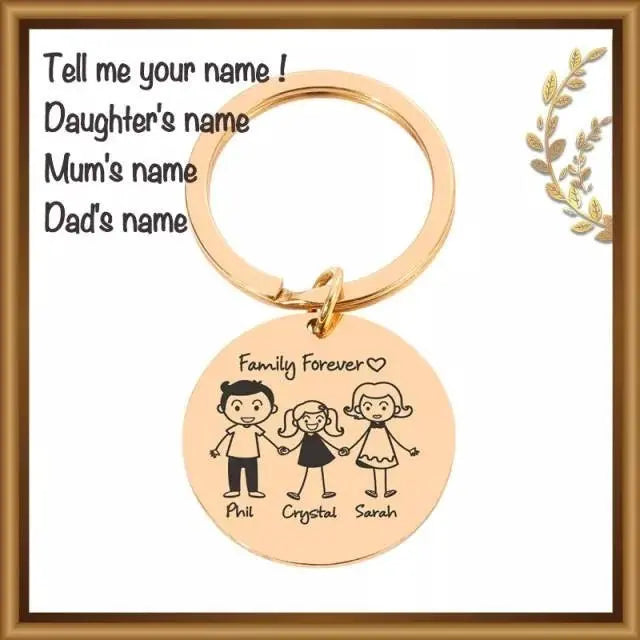 Personalized Family Keychain for Men Women with 1-4 Children Pets Charms, Name Stainless Steel for Family Special Day Gifts Engrave - JettsJewelers