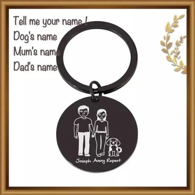Personalized Family Keychain for Men Women with 1-4 Children Pets Charms, Name Stainless Steel for Family Special Day Gifts Engrave - JettsJewelers