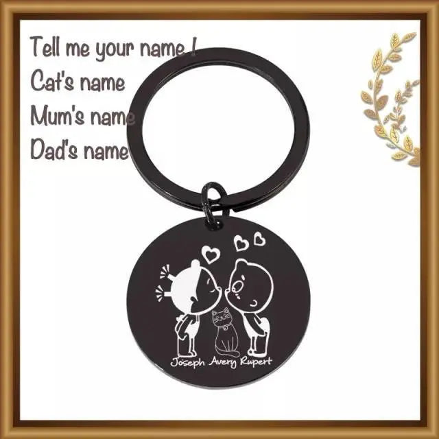 Personalized Family Keychain for Men Women with 1-4 Children Pets Charms, Name Stainless Steel for Family Special Day Gifts Engrave - JettsJewelers