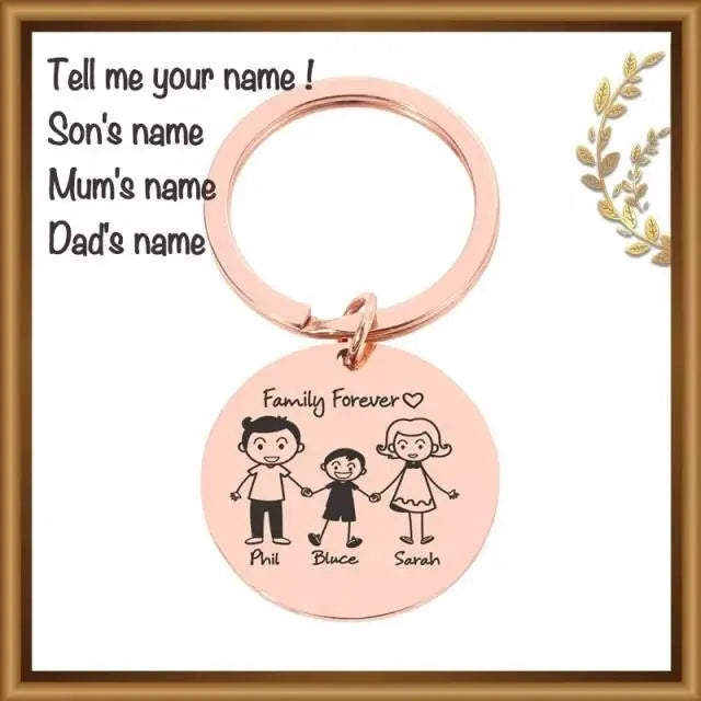 Personalized Family Keychain for Men Women with 1-4 Children Pets Charms, Name Stainless Steel for Family Special Day Gifts Engrave - JettsJewelers