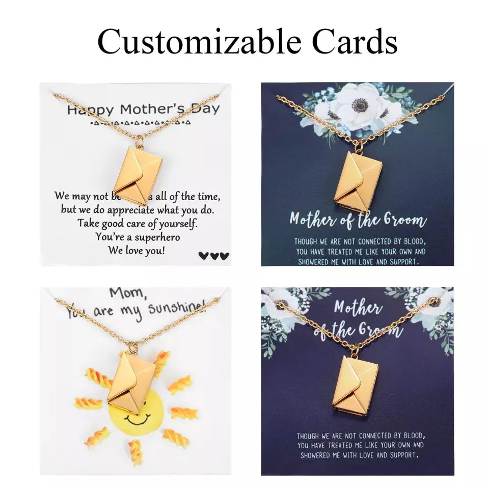 Personalized Letter Envelope Locket Necklace for Women Engraving Secret Message Necklace with Name Inside Creative Seal Love Message Locket - JettsJewelers