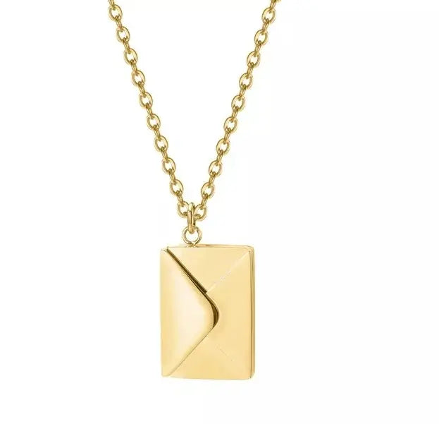 Personalized Letter Envelope Locket Necklace for Women Engraving Secret Message Necklace with Name Inside Creative Seal Love Message Locket - JettsJewelers