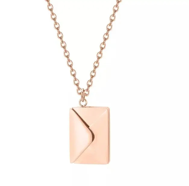 Personalized Letter Envelope Locket Necklace for Women Engraving Secret Message Necklace with Name Inside Creative Seal Love Message Locket - JettsJewelers
