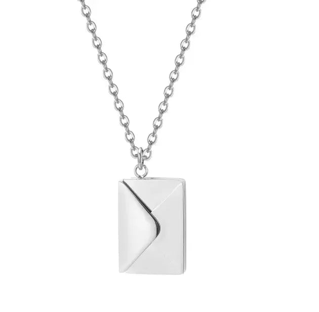 Personalized Letter Envelope Locket Necklace for Women Engraving Secret Message Necklace with Name Inside Creative Seal Love Message Locket - JettsJewelers