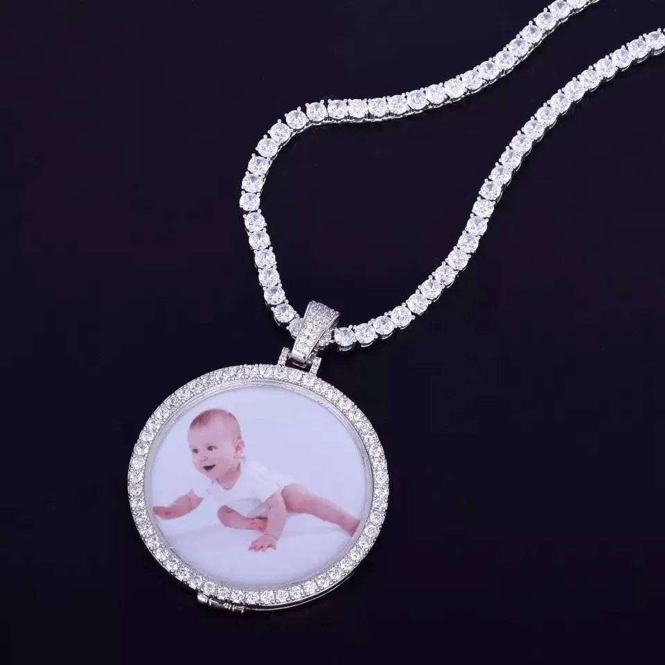 Picture Necklace Personalized for Men Women, 18K Gold/Platinum Plated AAA CZ Medallion Customized Photo Memory Pendant JettsJewelers