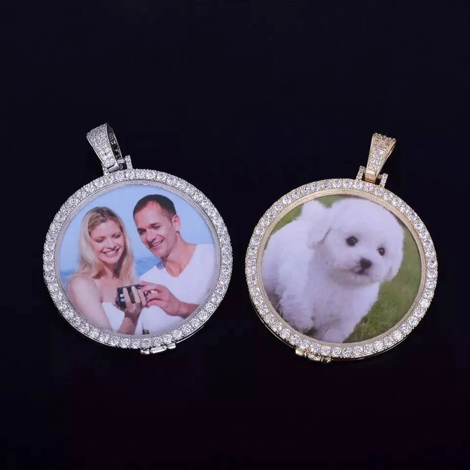 Picture Necklace Personalized for Men Women, 18K Gold/Platinum Plated AAA CZ Medallion Customized Photo Memory Pendant JettsJewelers
