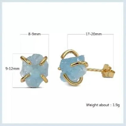 Raw Aquamarine Prong Stud Earrings- Genuine Aquamarine Gemstones- Women's Jewelry- March Birthstone Birthday Gift Idea-Graduation JettsJewelers