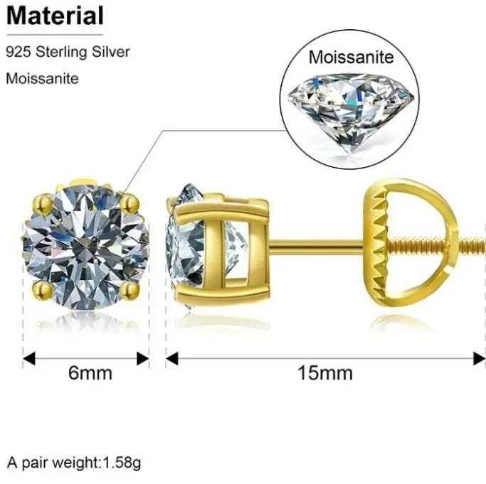 Real 0.1-2 Carat D Color Moissanite Earrings For Women 100% 925 Sterling Silver Earring 2021 Trend Wedding Jewelry 585 Rose Gold