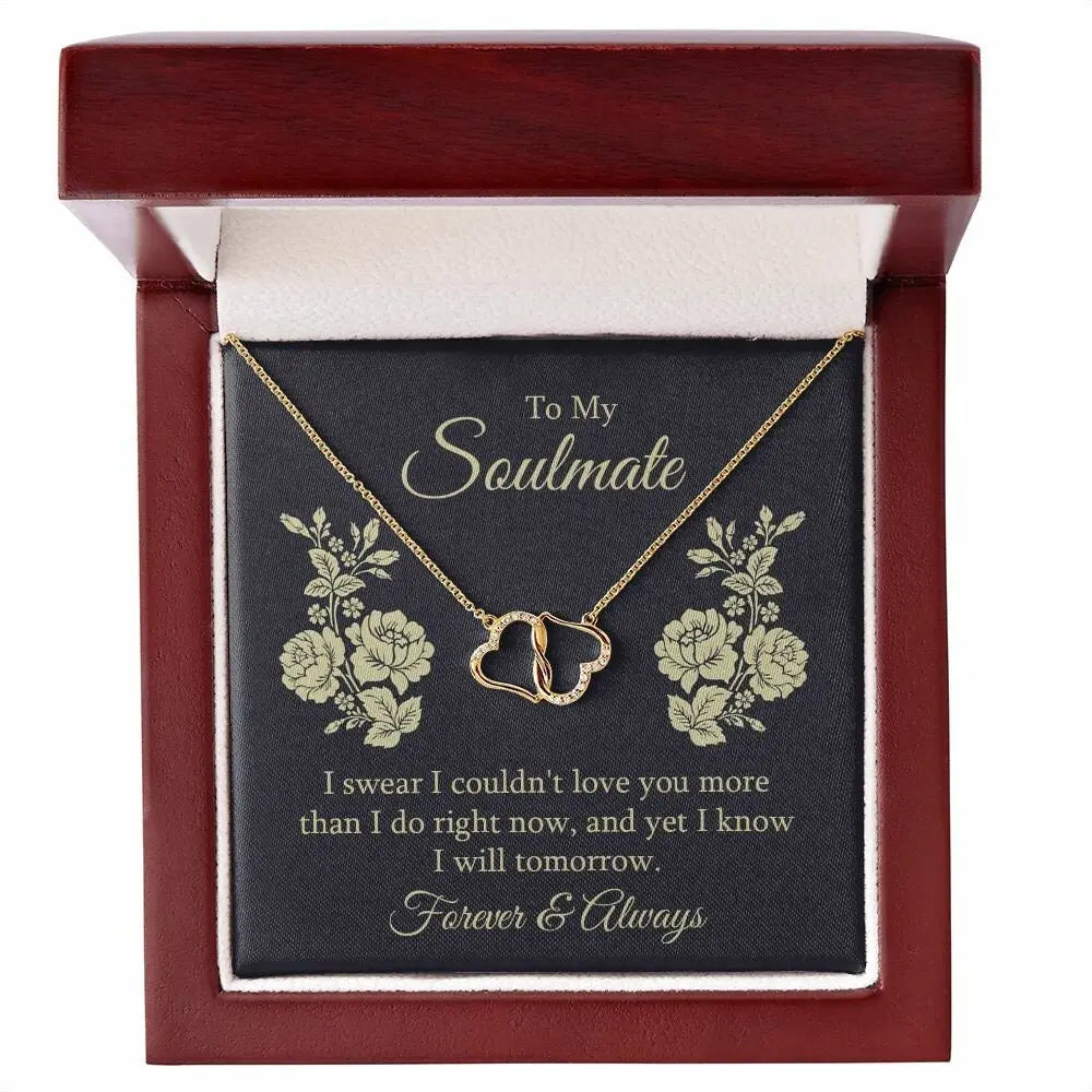 Real 10K Gold .07-carot Diamonds Everlasting Heart with Luxury Wooden Box JettsJewelers