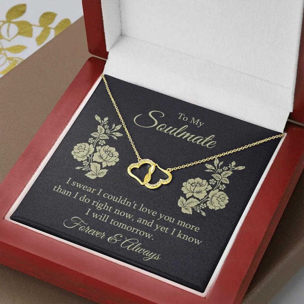 Real 10K Gold .07-carot Diamonds Everlasting Heart with Luxury Wooden Box JettsJewelers