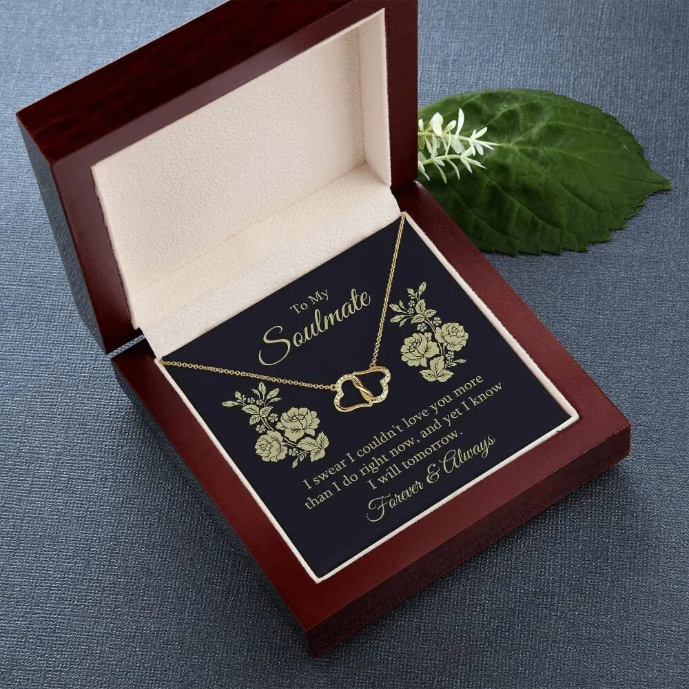 Real 10K Gold .07-carot Diamonds Everlasting Heart with Luxury Wooden Box JettsJewelers