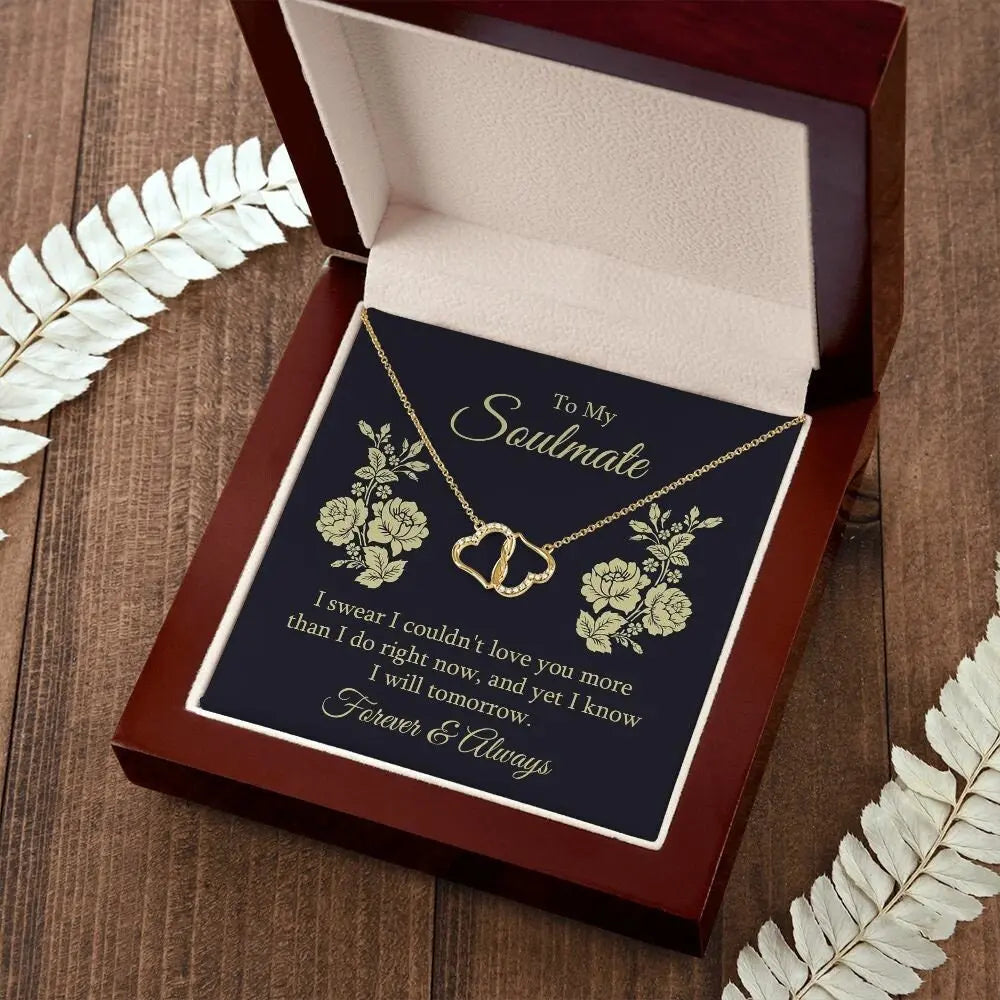 Real 10K Gold .07-carot Diamonds Everlasting Heart with Luxury Wooden Box JettsJewelers