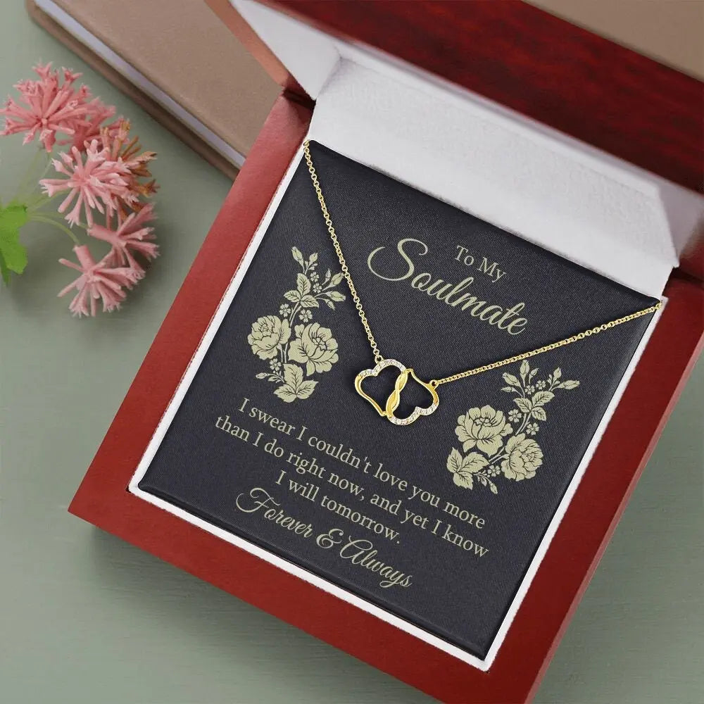 Real 10K Gold .07-carot Diamonds Everlasting Heart with Luxury Wooden Box JettsJewelers