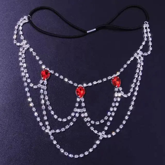 Red Rhinestone Thigh Chain Elastic Leg Chain Thigh Belt Crystal Silver Multi-layer Leg Chain Bracelet Leg Jewelry for Women Nightclub Gold - JettsJewelers