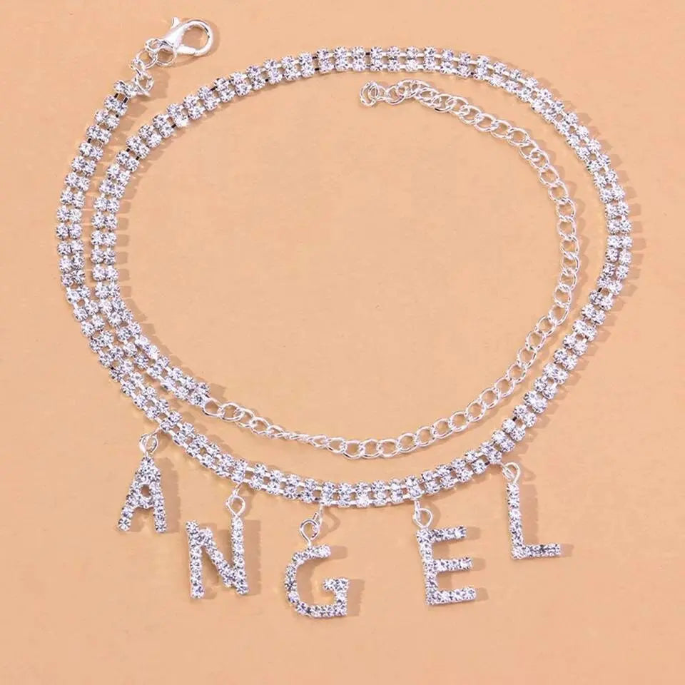 Rhinestone Angel Anklet Foot Jewelry for Women Beach Barefoot Chain Bracelet On the Leg Accessories Gift JettsJewelers