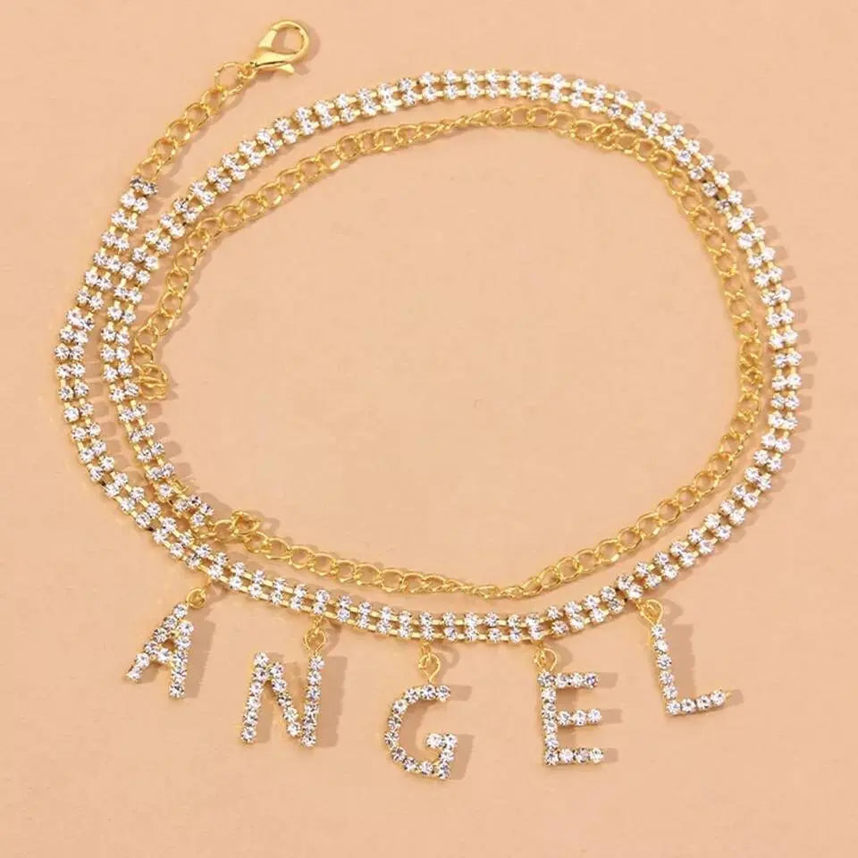 Rhinestone Angel Anklet Foot Jewelry for Women Beach Barefoot Chain Bracelet On the Leg Accessories Gift JettsJewelers