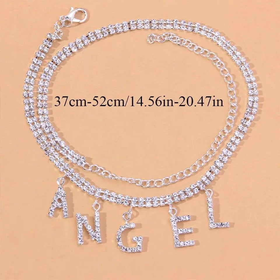Rhinestone Angel Anklet Foot Jewelry for Women Beach Barefoot Chain Bracelet On the Leg Accessories Gift JettsJewelers