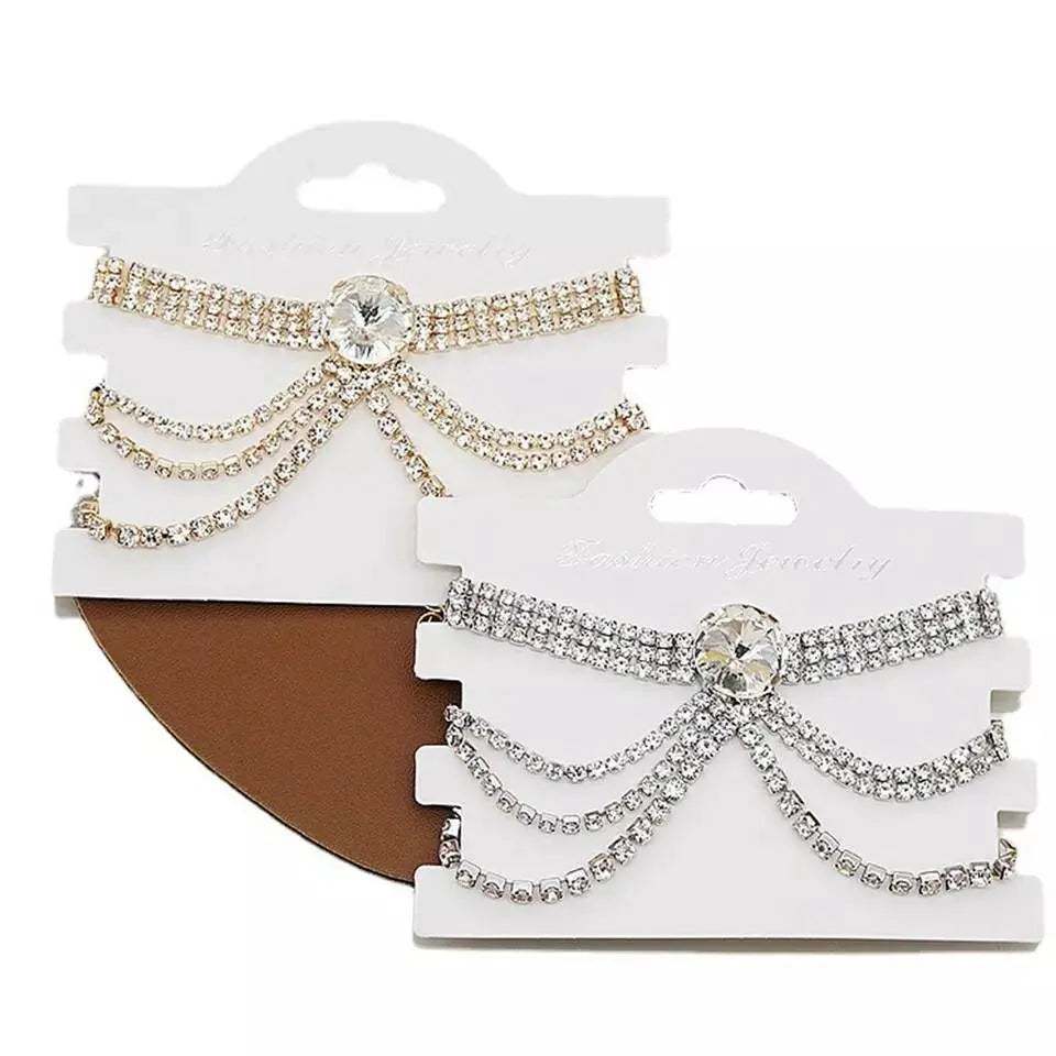 Rhinestone Anklet Bracelets for Women Girls, Crystal Tennis Anklet Bracelet Multi-layered Ankle Foot Jewelry Hip Hop Party Gifts JettsJewelers