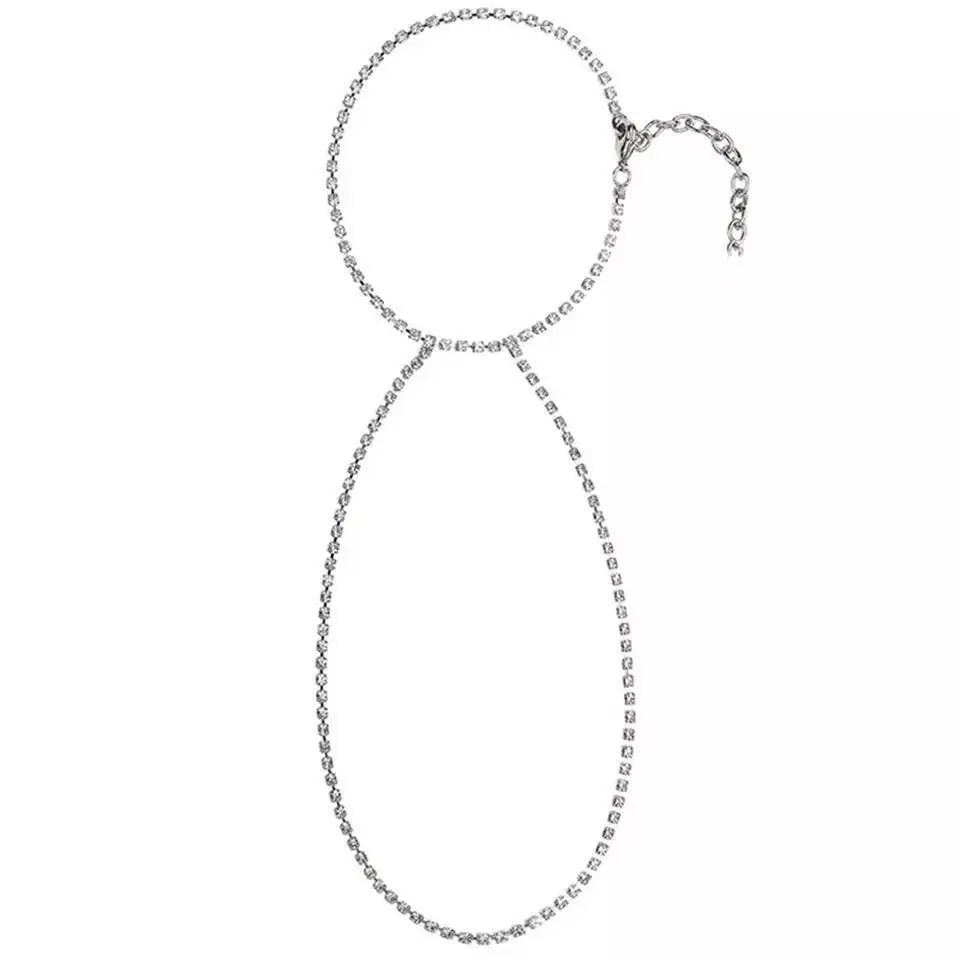 Rhinestone Anklet Bracelets for Women Girls, Crystal Tennis Anklet Bracelet Single-layered Ankle Foot Jewelry Hip Hop Party Gifts JettsJewelers