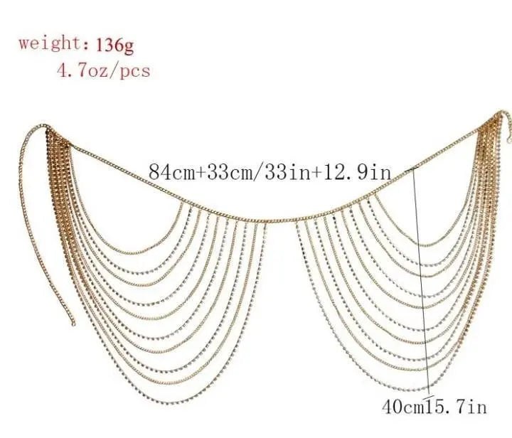 Rhinestone Body Chains Layered Crystal Waist Chain Beach Bikini Fashion Body Jewelry Accessories for Women and Girls - JettsJewelers