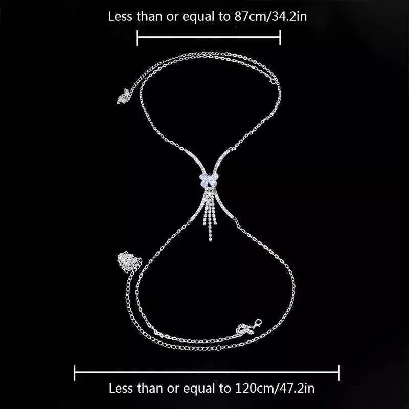 Rhinestone Bra Body Chain Sexy Bikini Silver Gold Beauty Butterfly Chest Bracket Bras Chain Nightclub and Partying Body Jewelry for Women JettsJewelers