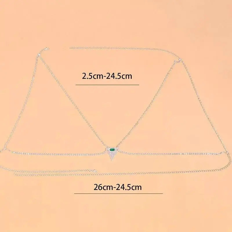 Rhinestone Bra Body Chain Sexy Bikini Silver Gold Beauty Green Tassel Chest Bracket Bras Chain and Partying Body Jewelry for Women JettsJewelers