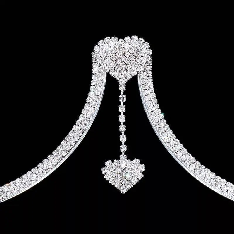 Rhinestone Bra Body Chain Sexy Bikini Silver Gold Beauty Two Hearts Chest Bracket Bras Chain and Partying Body Jewelry for Women JettsJewelers