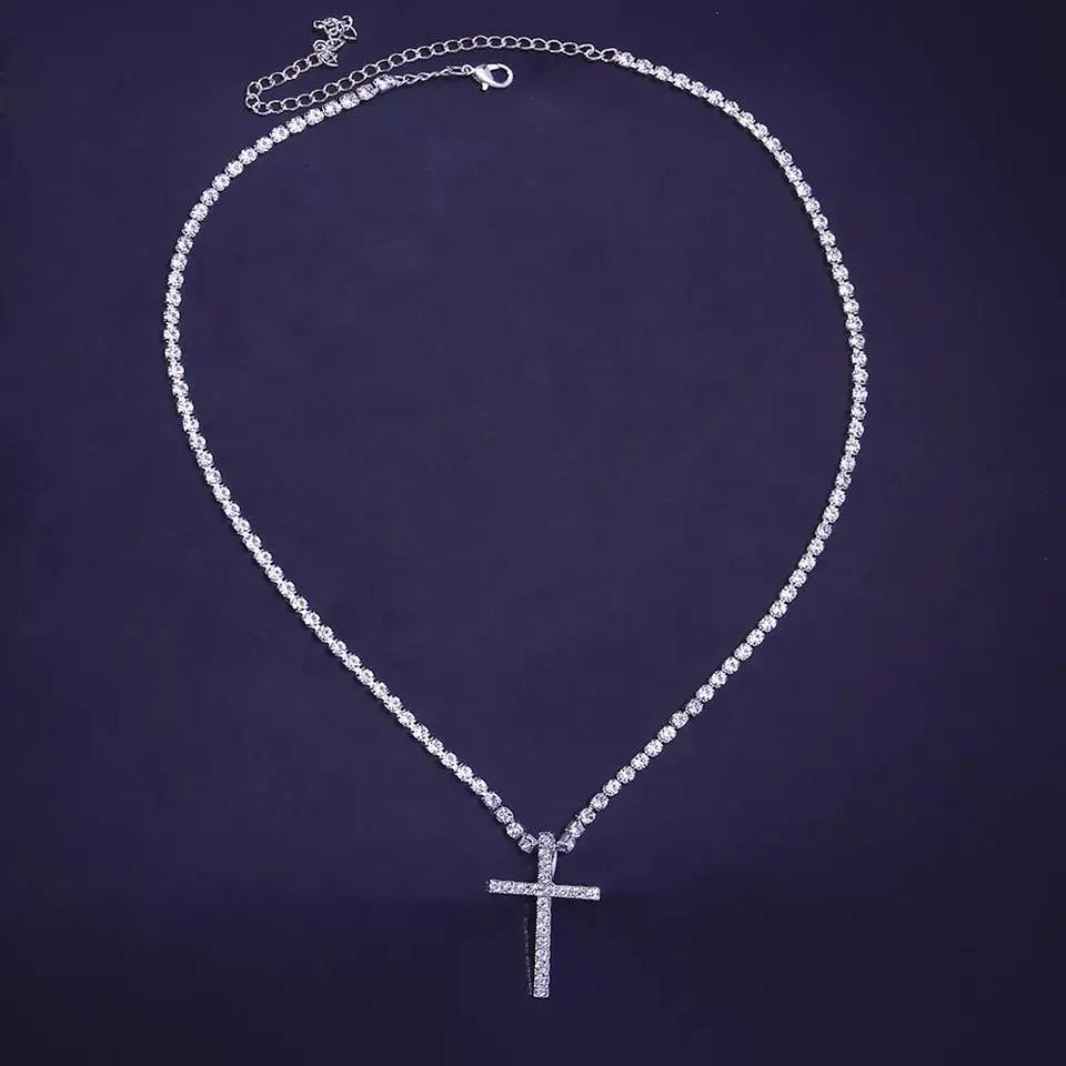 Rhinestone Cross Necklace Hope Chain Crystal Choker Necklaces for Women and Girls JettsJewelers