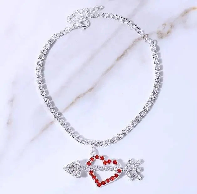 Rhinestone Cupid Arrow Anklet Foot Jewelry for Women Beach Barefoot Chain Bracelet On the Leg Accessories Gift JettsJewelers