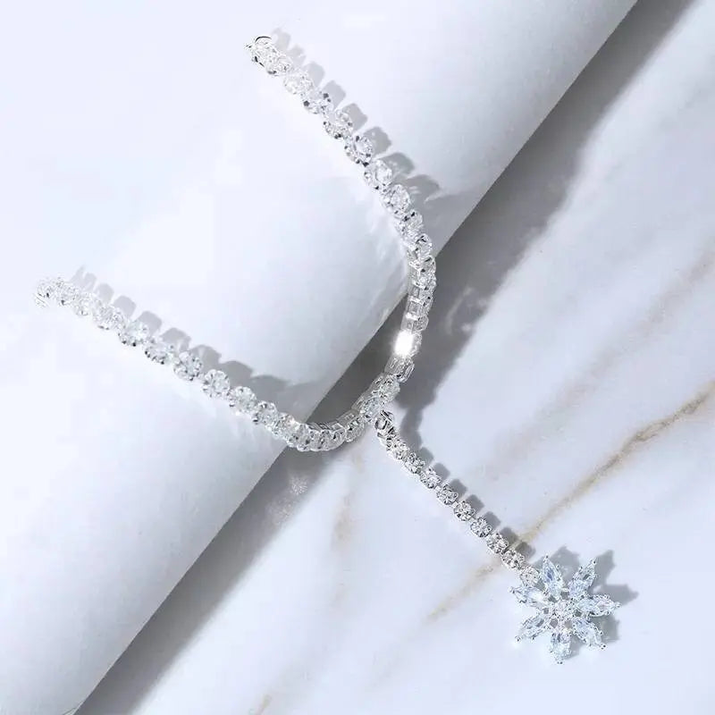 Rhinestone Flower Tail Anklet Foot Jewelry for Women Beach Barefoot Chain Bracelet On the Leg Accessories Gift JettsJewelers