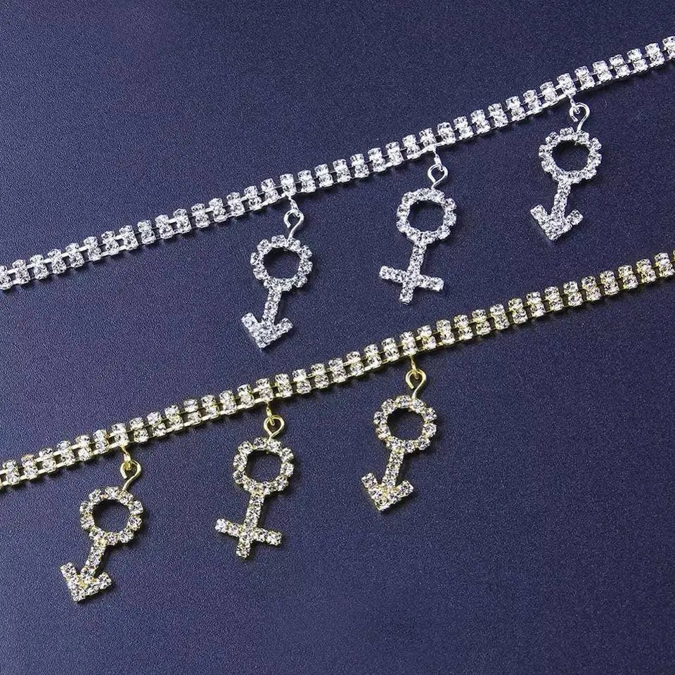 Rhinestone Gender Anklet Foot Jewelry for Women Beach Barefoot Chain Bracelet On the Leg Accessories Gift JettsJewelers