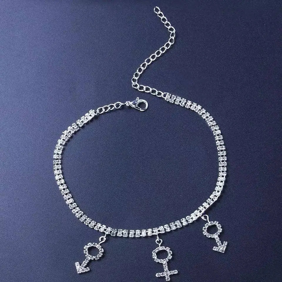 Rhinestone Gender Anklet Foot Jewelry for Women Beach Barefoot Chain Bracelet On the Leg Accessories Gift JettsJewelers