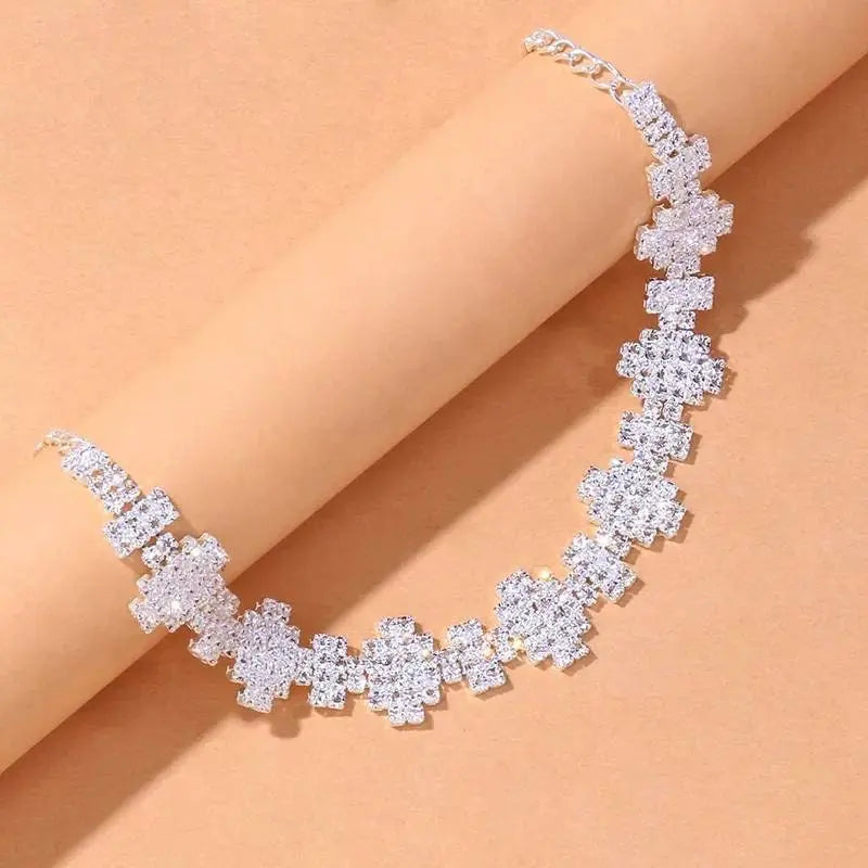 Rhinestone Geometric Anklet Foot Jewelry for Women Beach Barefoot Chain Bracelet On the Leg Accessories Gift - JettsJewelers