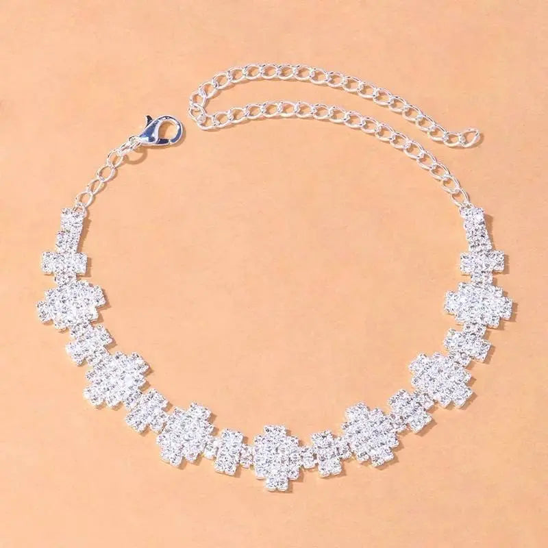 Rhinestone Geometric Anklet Foot Jewelry for Women Beach Barefoot Chain Bracelet On the Leg Accessories Gift - JettsJewelers