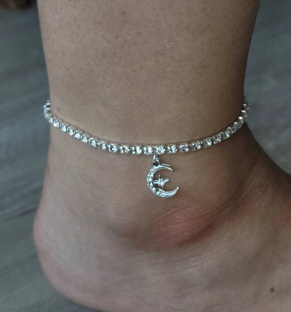 Rhinestone Islam Stars Moon Anklet Foot Jewelry for Women Beach Barefoot Chain Bracelet On the Leg Accessories Gift JettsJewelers