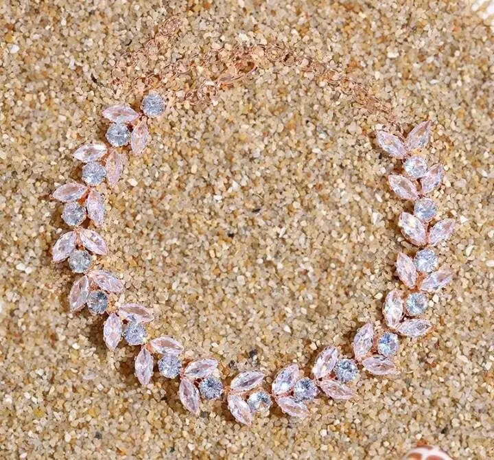 Rhinestone Leaf Shape Anklet Foot Jewelry for Women Beach Barefoot Chain Bracelet On the Leg Accessories Gift JettsJewelers