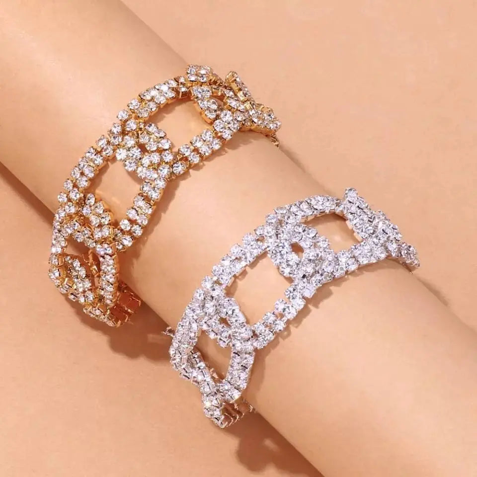 Rhinestone Link Anklet Foot Jewelry for Women Beach Barefoot Chain Bracelet On the Leg Accessories Gift JettsJewelers