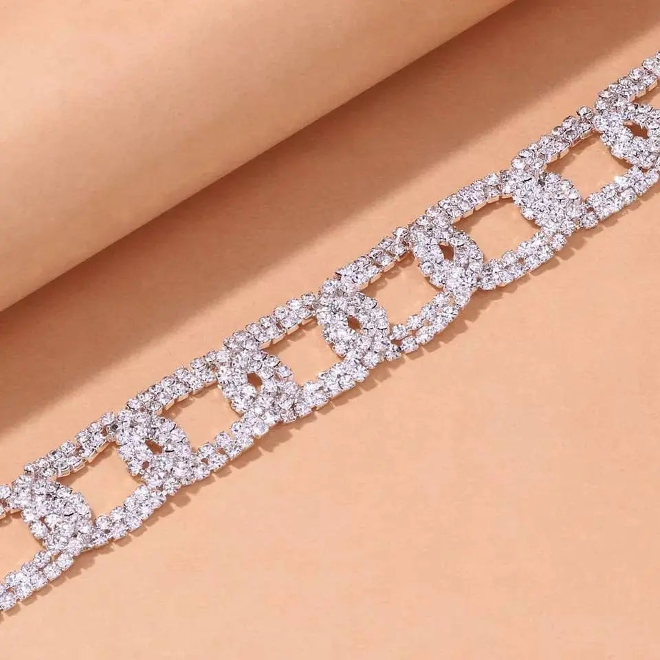 Rhinestone Link Anklet Foot Jewelry for Women Beach Barefoot Chain Bracelet On the Leg Accessories Gift JettsJewelers